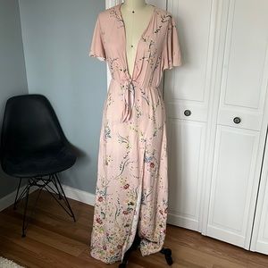 Zara Pink Floral Maxi Dress size XS